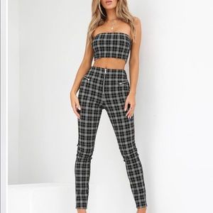 Tiger Mist plaid two piece set